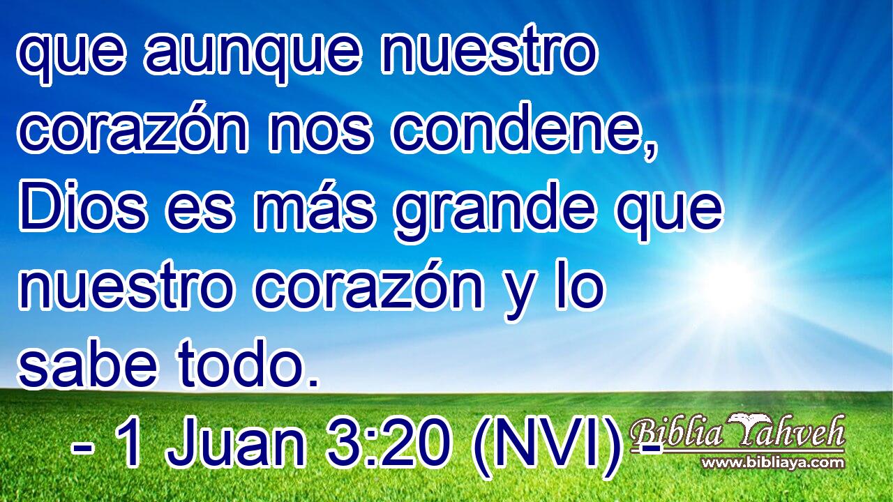 que aunque nuestro corazón nos condene, Dios es más grande que nuestro corazón y lo sabe todo. 