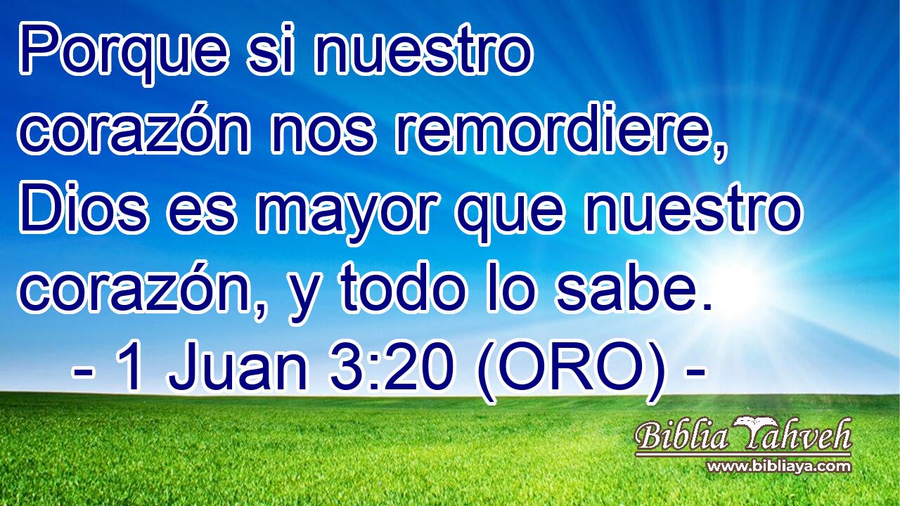  Porque si nuestro corazón nos remordiere, Dios es mayor que nuestro corazón, y todo lo sabe. 