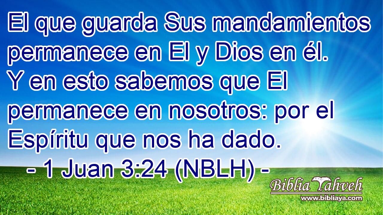  El que guarda Sus mandamientos permanece en El y Dios en él. Y en esto sabemos que El permanece en nosotros: por el Espíritu que nos ha dado. 