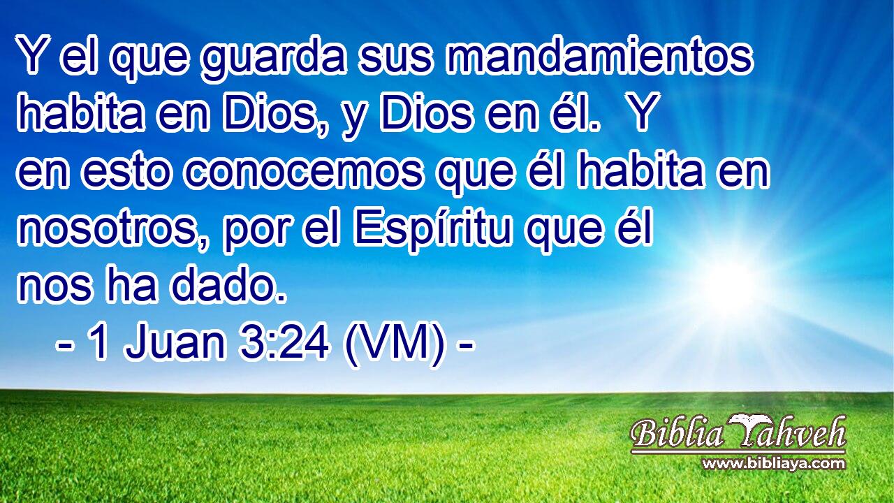  Y el que guarda sus mandamientos habita en Dios, y Dios en él.  Y en esto conocemos que él habita en nosotros, por el Espíritu que él nos ha dado. 