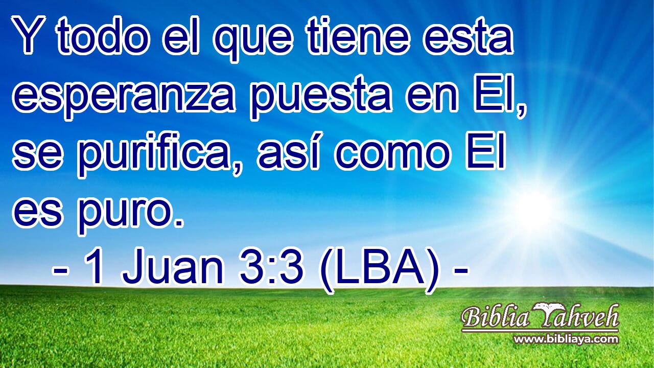 Y todo el que tiene esta esperanza puesta en El, se purifica, así como El es puro.