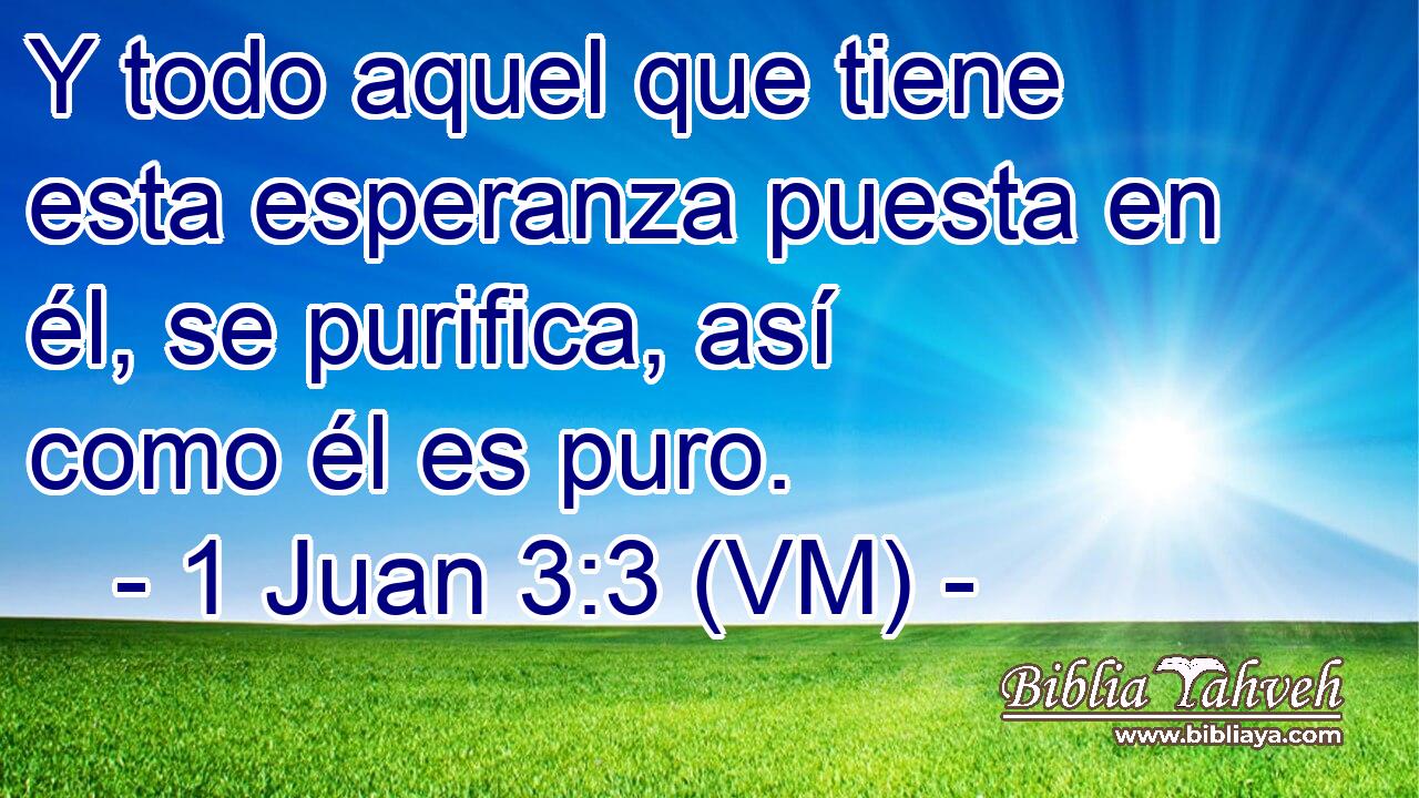  Y todo aquel que tiene esta esperanza puesta en él, se purifica, así como él es puro. 
