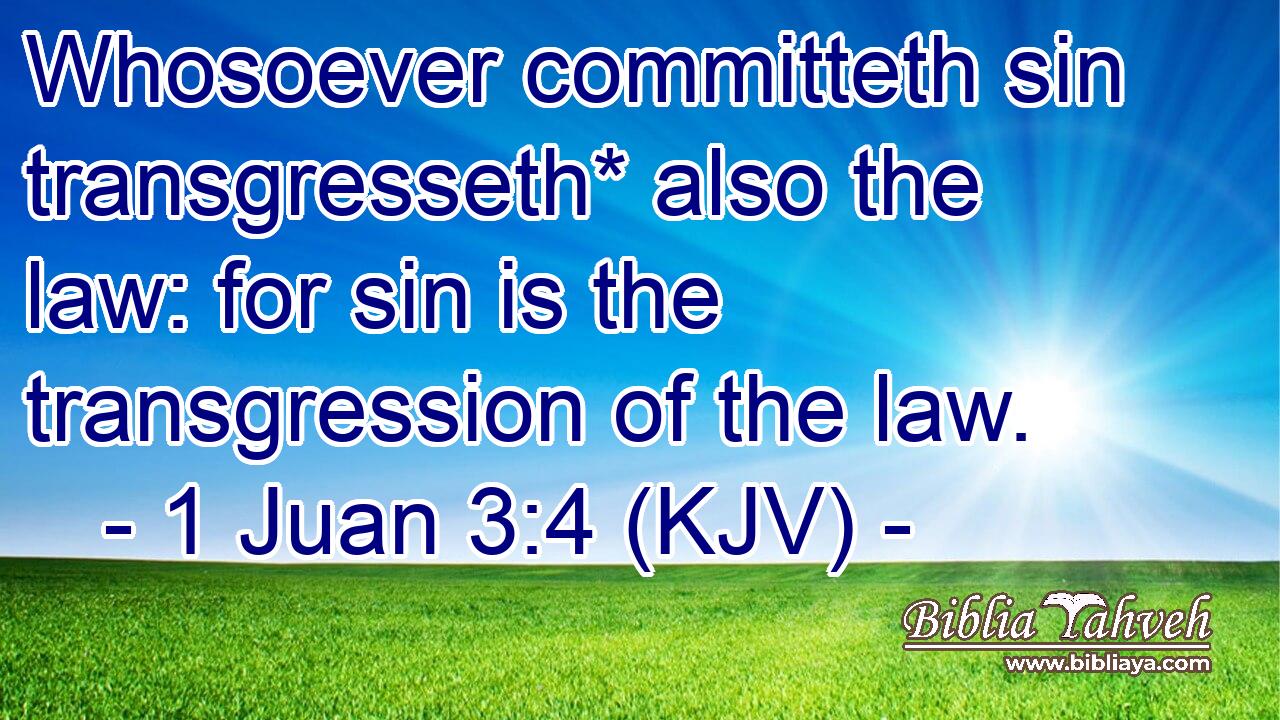 Whosoever committeth sin transgresseth* also the law: for sin is the transgression of the law.