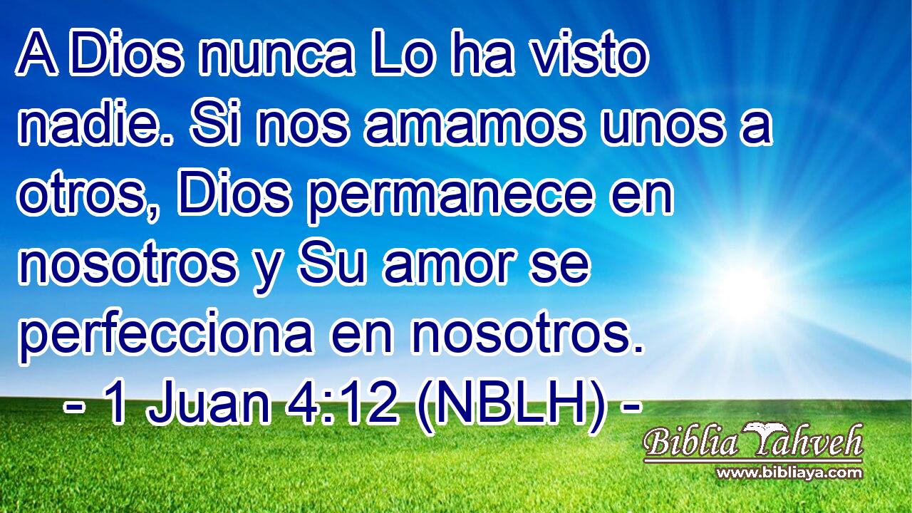  A Dios nunca Lo ha visto nadie. Si nos amamos unos a otros, Dios permanece en nosotros y Su amor se perfecciona en nosotros. 