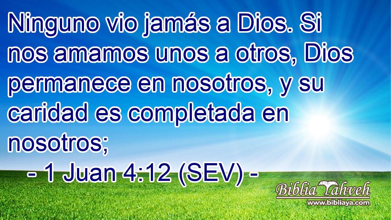 Ninguno vio jamás a Dios. Si nos amamos unos a otros, Dios permanece en nosotros, y su caridad es completada en nosotros;
