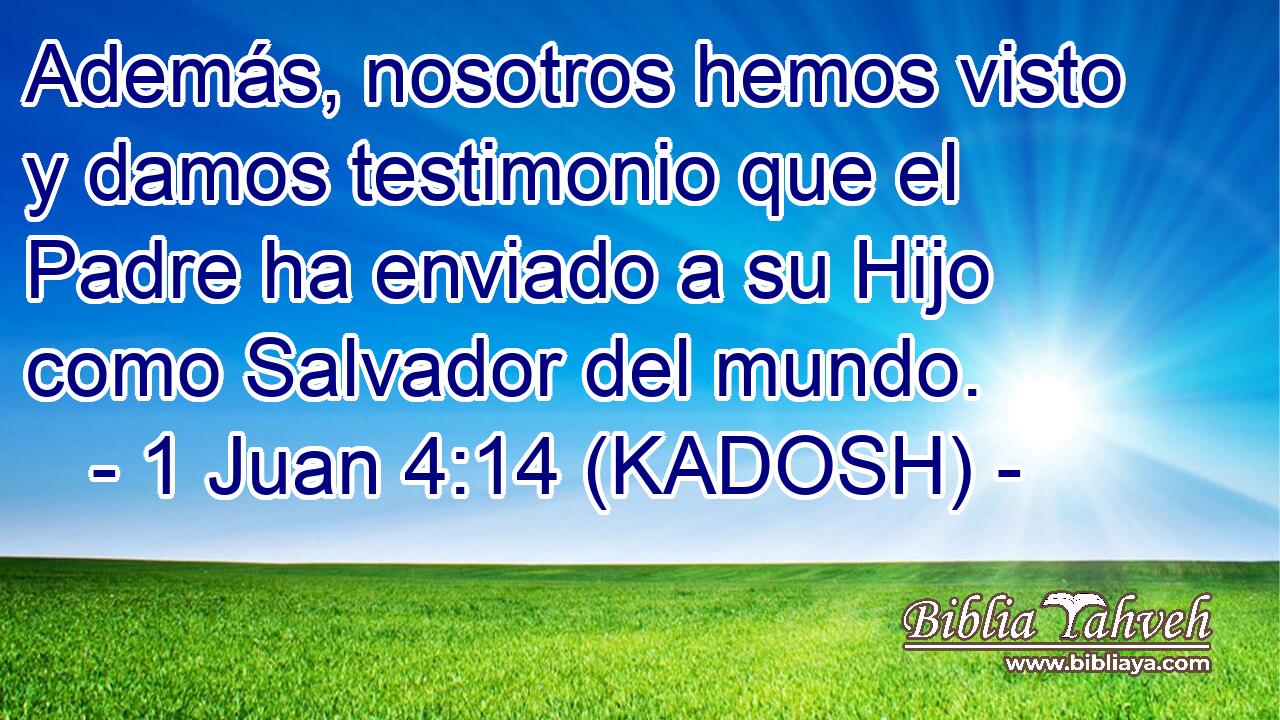  Además, nosotros hemos visto y damos testimonio que el Padre ha enviado a su Hijo como Salvador del mundo. 
