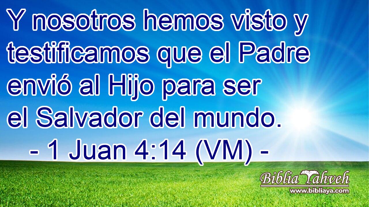  Y nosotros hemos visto y testificamos que el Padre envió al Hijo para ser el Salvador del mundo. 