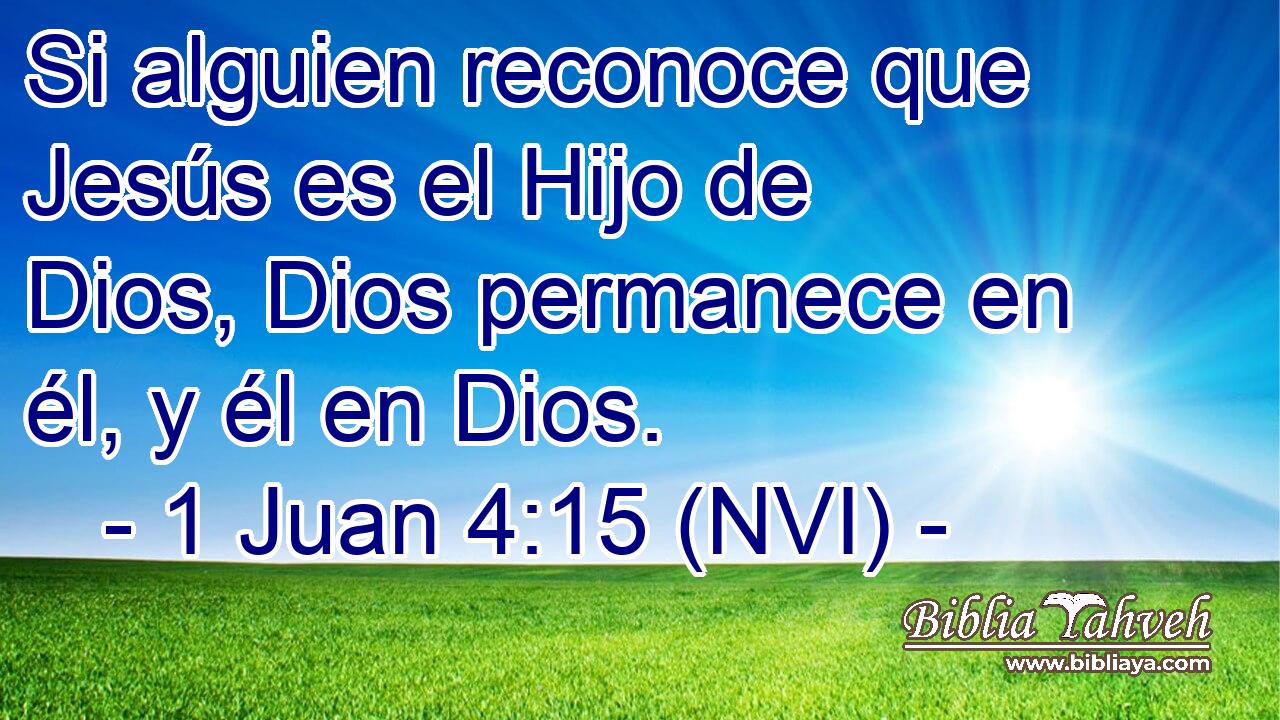 Si alguien reconoce que Jesús es el Hijo de Dios, Dios permanece en él, y él en Dios. 