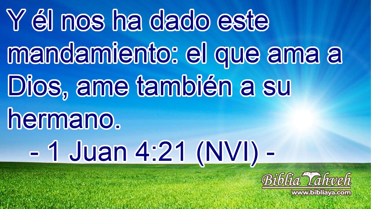  Y él nos ha dado este mandamiento: el que ama a Dios, ame también a su hermano. 