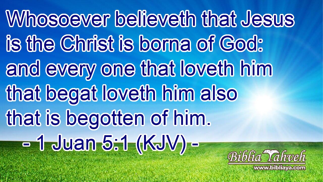 Whosoever believeth that Jesus is the Christ is borna of God: and every one that loveth him that begat loveth him also that is begotten of him.