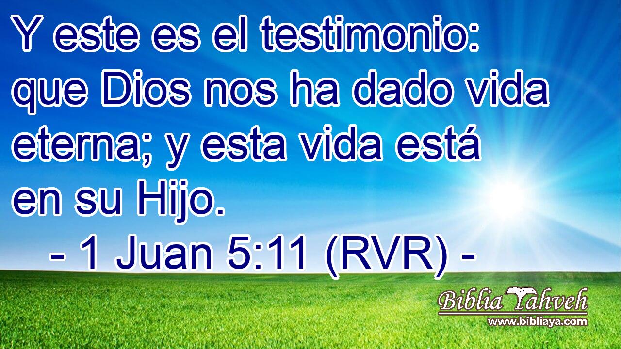 Y este es el testimonio: que Dios nos ha dado vida eterna; y esta vida está en su Hijo.