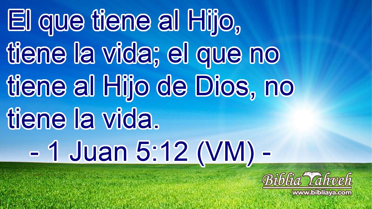  El que tiene al Hijo, tiene la vida; el que no tiene al Hijo de Dios, no tiene la vida. 
