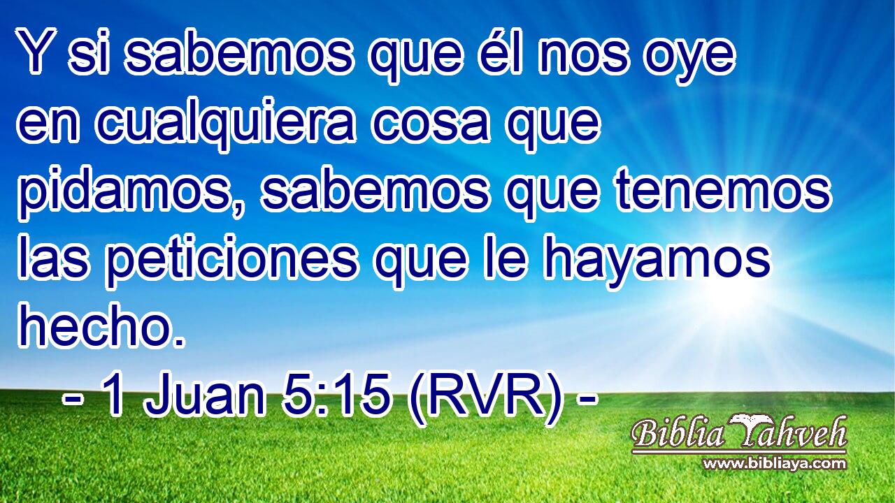 Y si sabemos que él nos oye en cualquiera cosa que pidamos, sabemos que tenemos las peticiones que le hayamos hecho.