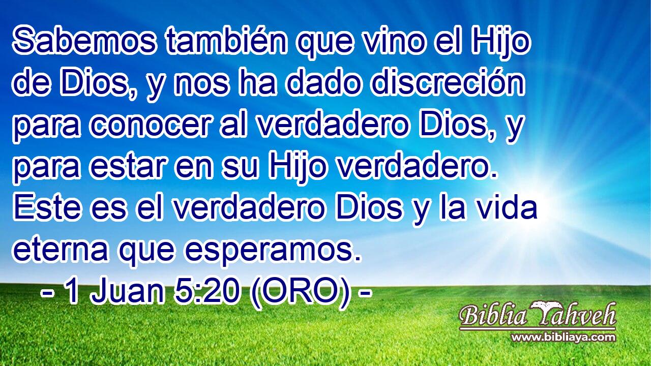  Sabemos también que vino el Hijo de Dios, y nos ha dado discreción para conocer al verdadero Dios, y para estar en su Hijo verdadero. Este es el verdadero Dios y la vida eterna que esperamos. 