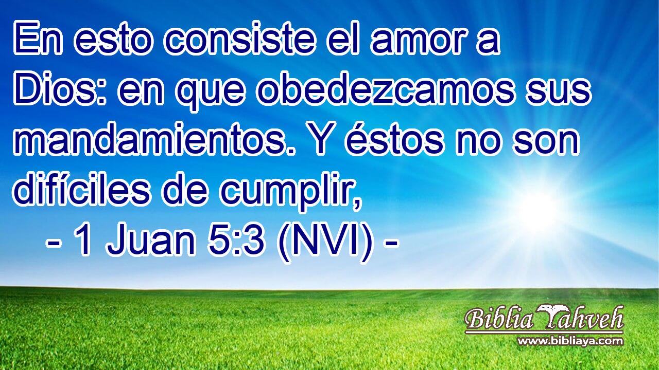  En esto consiste el amor a Dios: en que obedezcamos sus mandamientos. Y éstos no son difíciles de cumplir, 