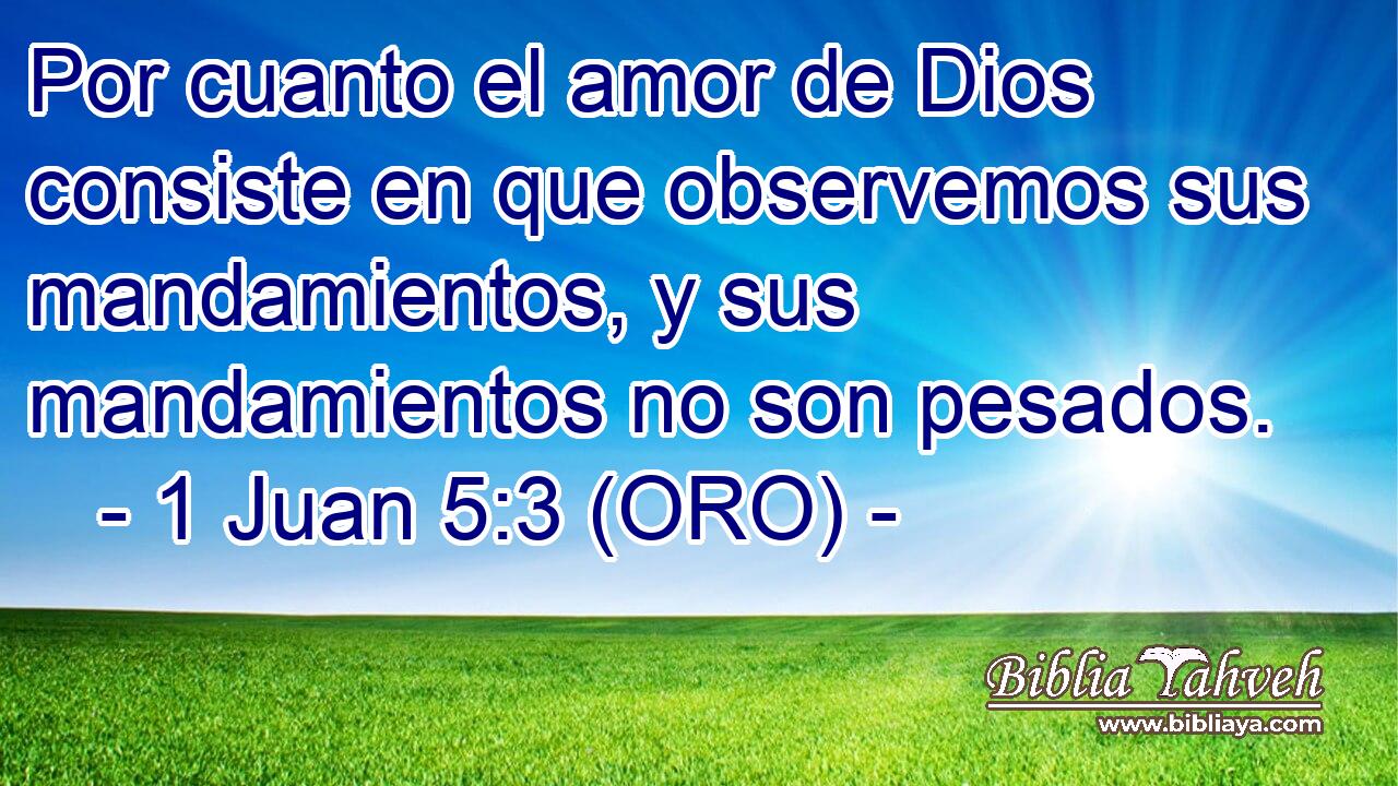  Por cuanto el amor de Dios consiste en que observemos sus mandamientos, y sus mandamientos no son pesados. 