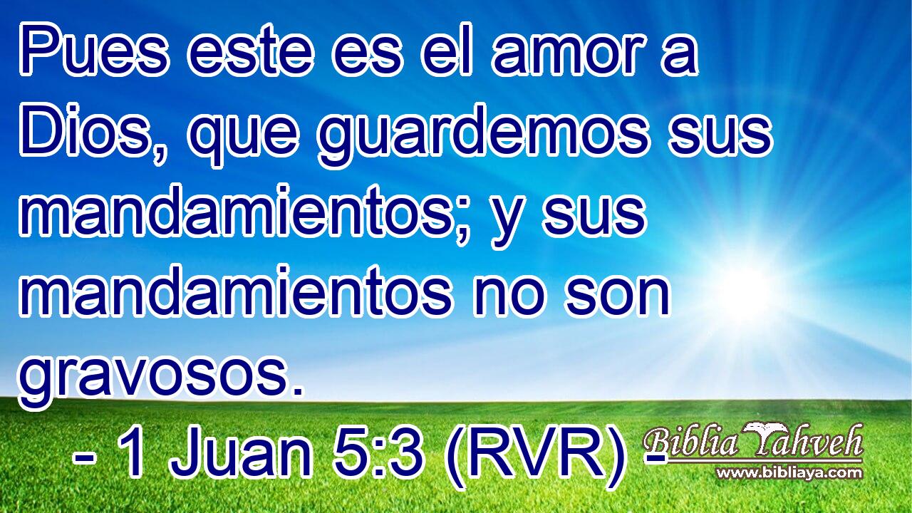 Pues este es el amor a Dios, que guardemos sus mandamientos; y sus mandamientos no son gravosos.
