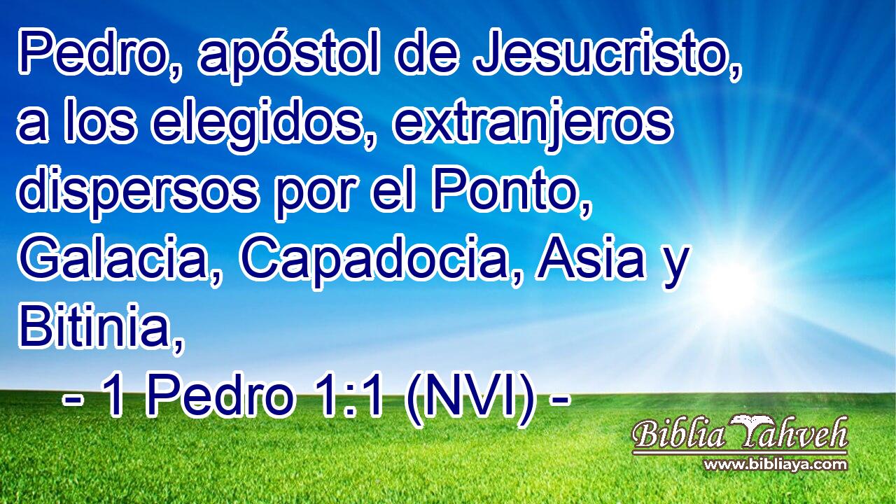  Pedro, apóstol de Jesucristo, a los elegidos, extranjeros dispersos por el Ponto, Galacia, Capadocia, Asia y Bitinia, 