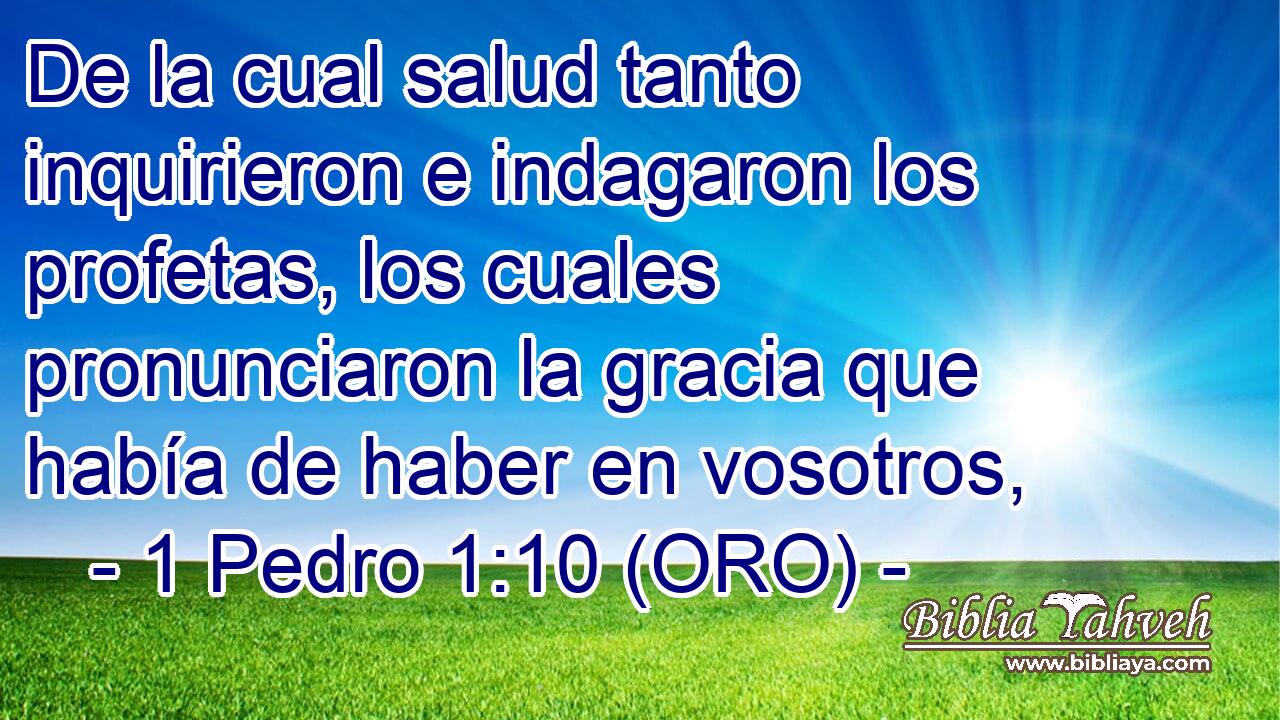  De la cual salud tanto inquirieron e indagaron los profetas, los cuales pronunciaron la gracia que había de haber en vosotros, 