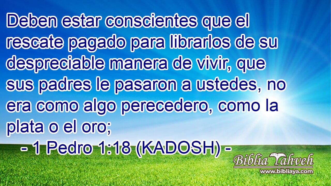  Deben estar conscientes que el rescate pagado para librarlos de su despreciable manera de vivir, que sus padres le pasaron a ustedes, no era como algo perecedero, como la plata o el oro; 