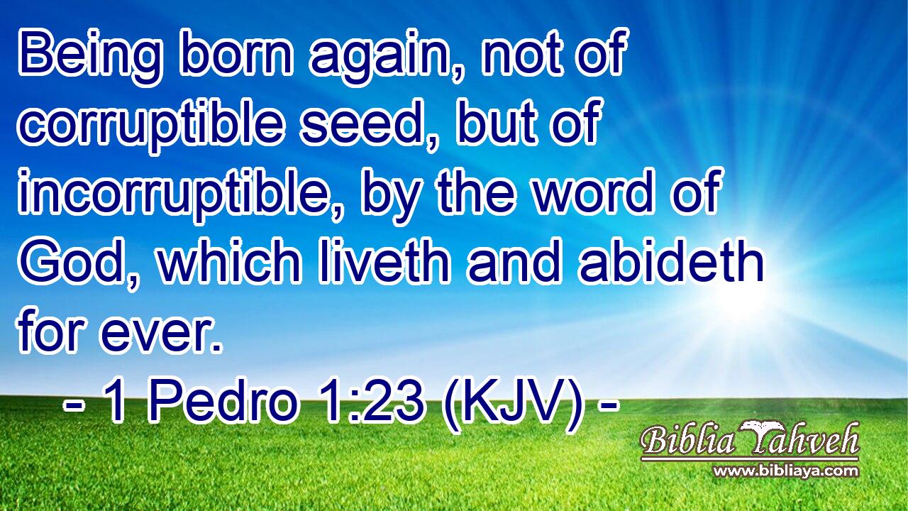 Being born again, not of corruptible seed, but of incorruptible, by the word of God, which liveth and abideth for ever.