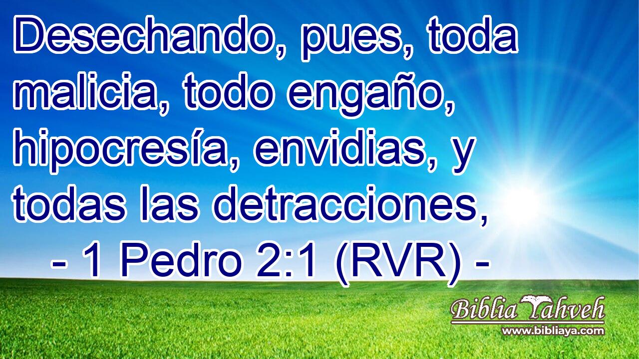 Desechando, pues, toda malicia, todo engaño, hipocresía, envidias, y todas las detracciones,
