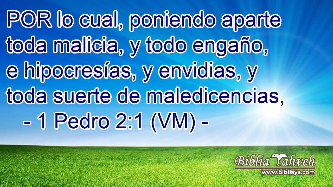  POR lo cual, poniendo aparte toda malicia, y todo engaño, e hipocresías, y envidias, y toda suerte de maledicencias, 