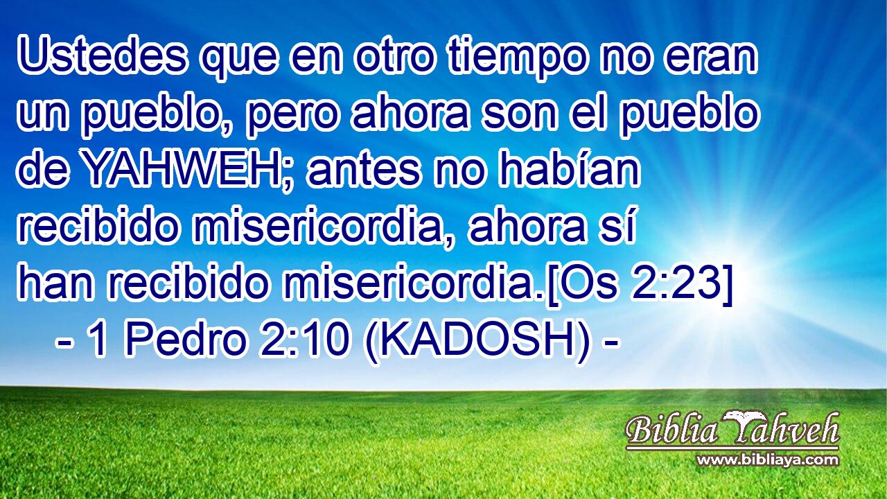  Ustedes que en otro tiempo no eran un pueblo, pero ahora son el pueblo de YAHWEH; antes no habían recibido misericordia, ahora sí han recibido misericordia.[Os 2:23] 