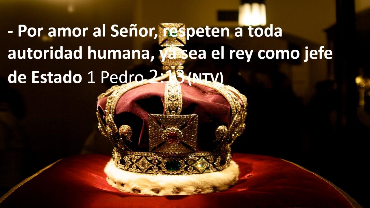 Por amor al Señor, respeten a toda autoridad humana, ya sea el rey como jefe de Estado