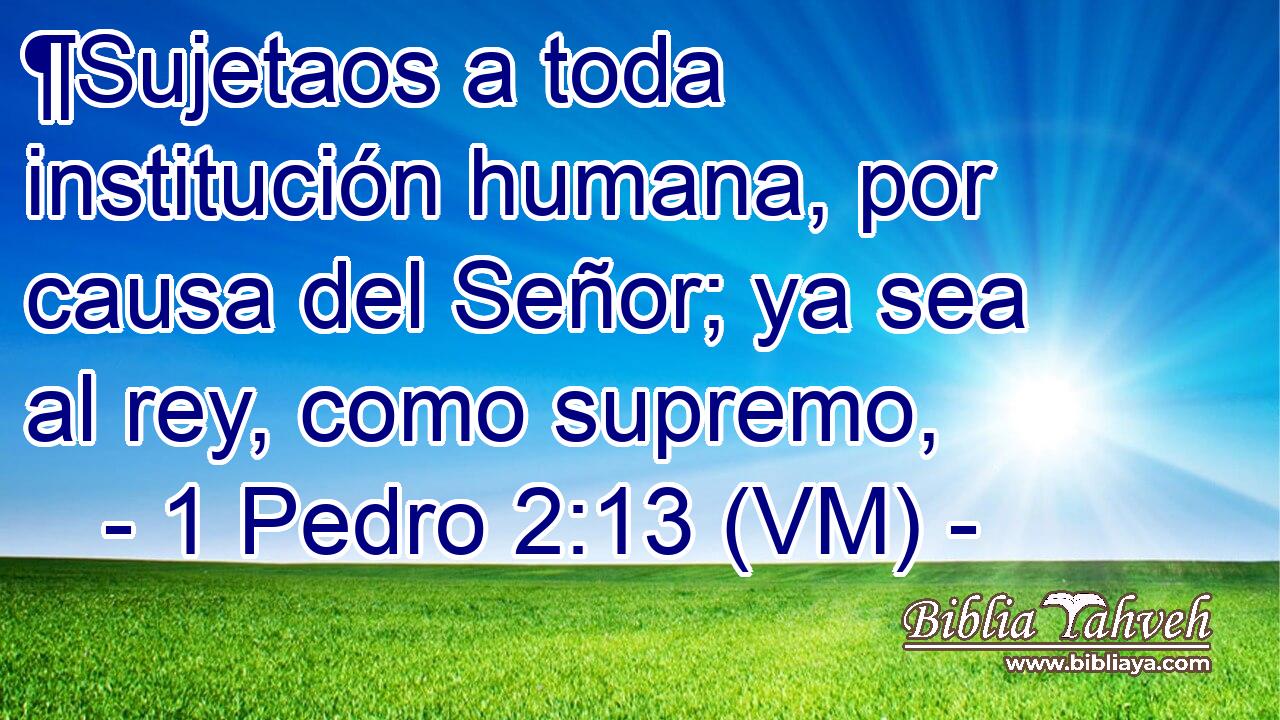  ¶Sujetaos a toda institución humana, por causa del Señor; ya sea al rey, como supremo, 