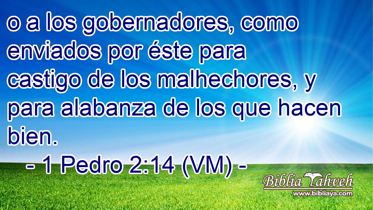  o a los gobernadores, como enviados por éste para castigo de los malhechores, y para alabanza de los que hacen bien. 