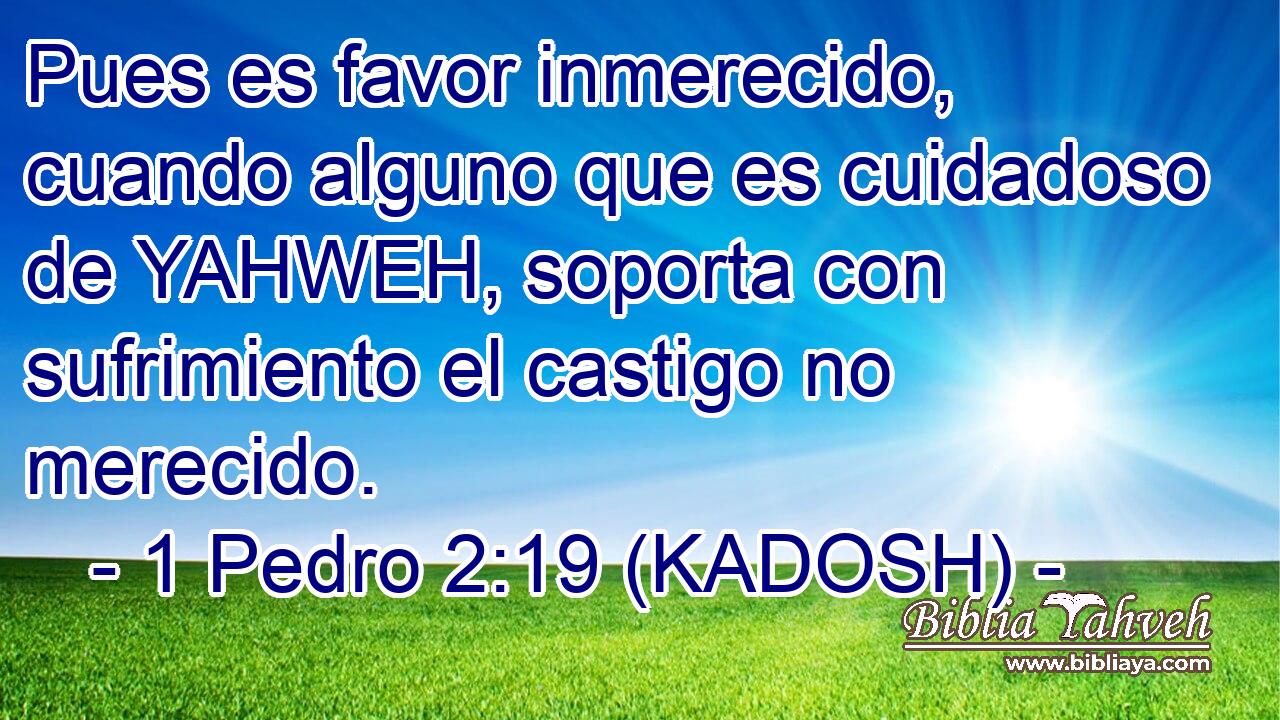  Pues es favor inmerecido, cuando alguno que es cuidadoso de YAHWEH, soporta con sufrimiento el castigo no merecido. 