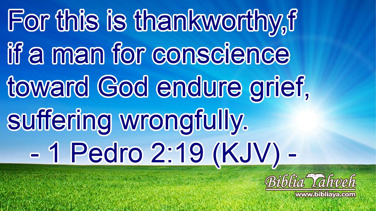 For this is thankworthy,f if a man for conscience toward God endure grief, suffering wrongfully.