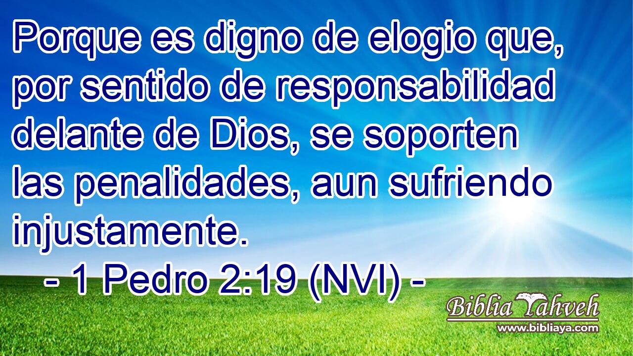  Porque es digno de elogio que, por sentido de responsabilidad delante de Dios, se soporten las penalidades, aun sufriendo injustamente. 