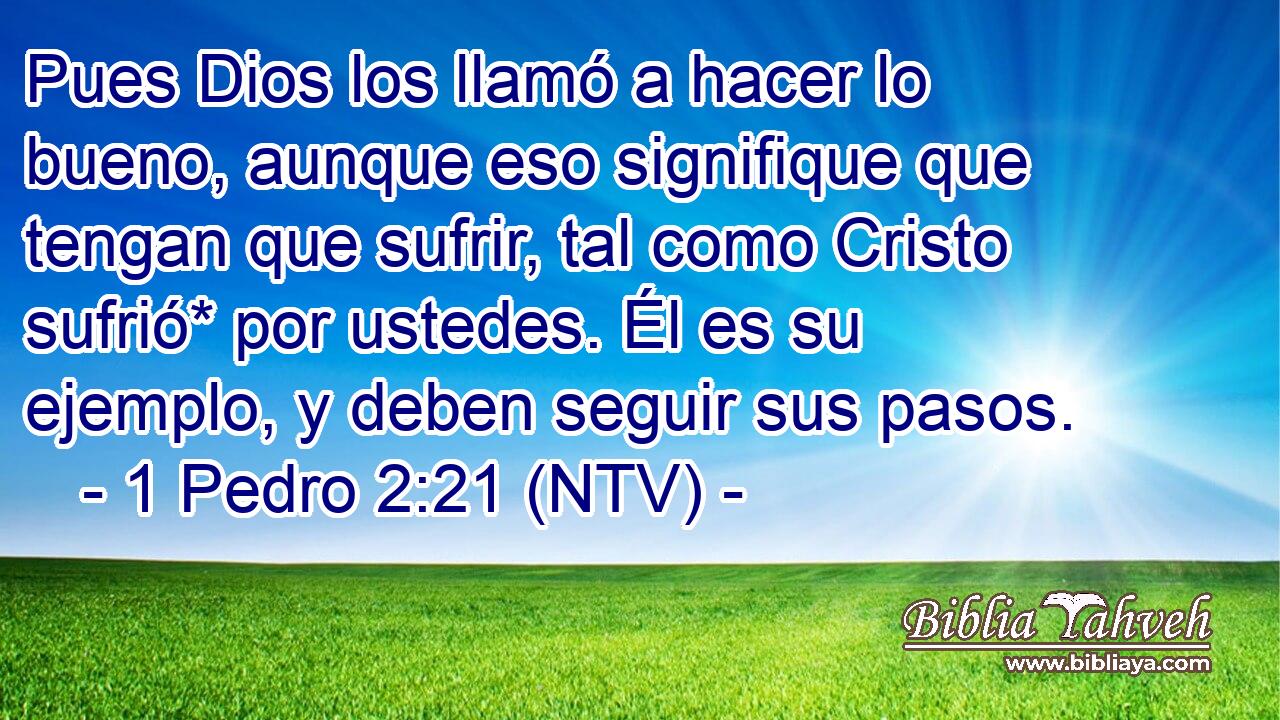 Pues Dios los llamó a hacer lo bueno, aunque eso signifique que tengan que sufrir, tal como Cristo sufrió* por ustedes. Él es su ejemplo, y deben seguir sus pasos.