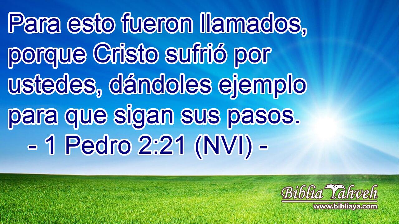  Para esto fueron llamados, porque Cristo sufrió por ustedes, dándoles ejemplo para que sigan sus pasos. 