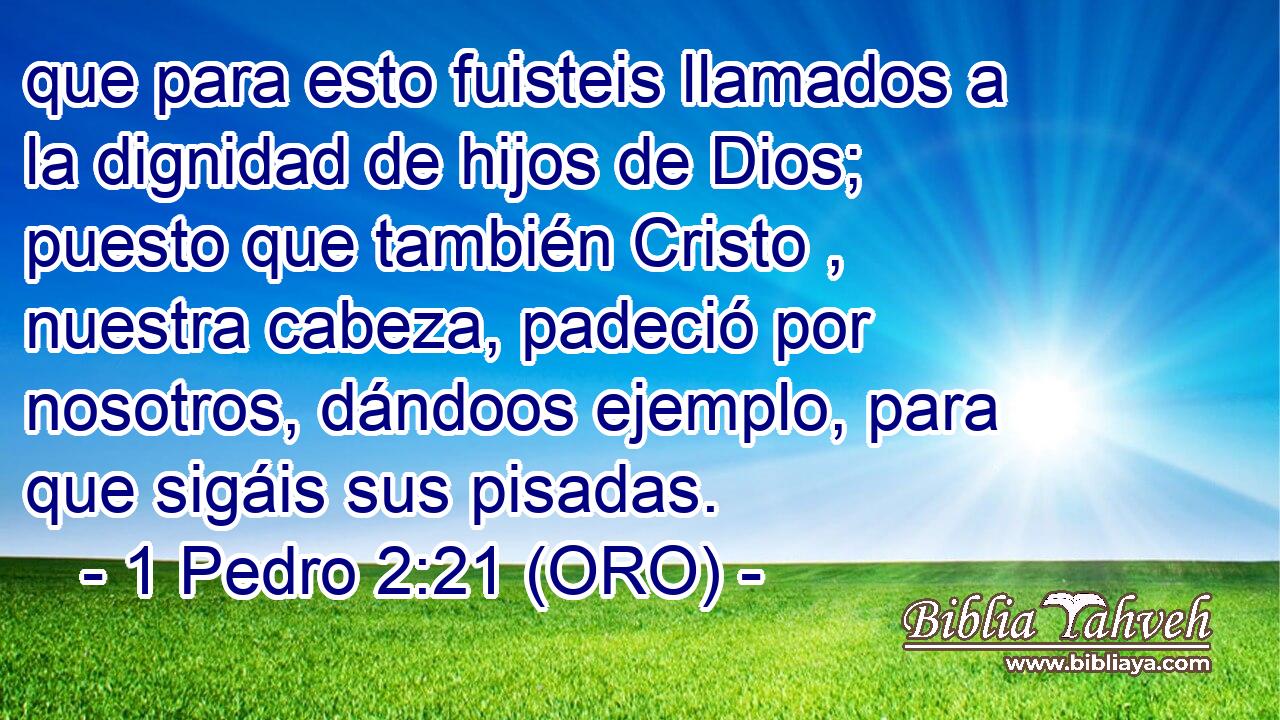  que para esto fuisteis llamados a la dignidad de hijos de Dios; puesto que también Cristo , nuestra cabeza, padeció por nosotros, dándoos ejemplo, para que sigáis sus pisadas. 