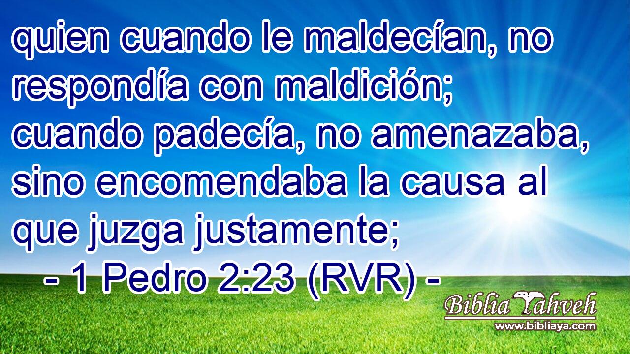quien cuando le maldecían, no respondía con maldición; cuando padecía, no amenazaba, sino encomendaba la causa al que juzga justamente;