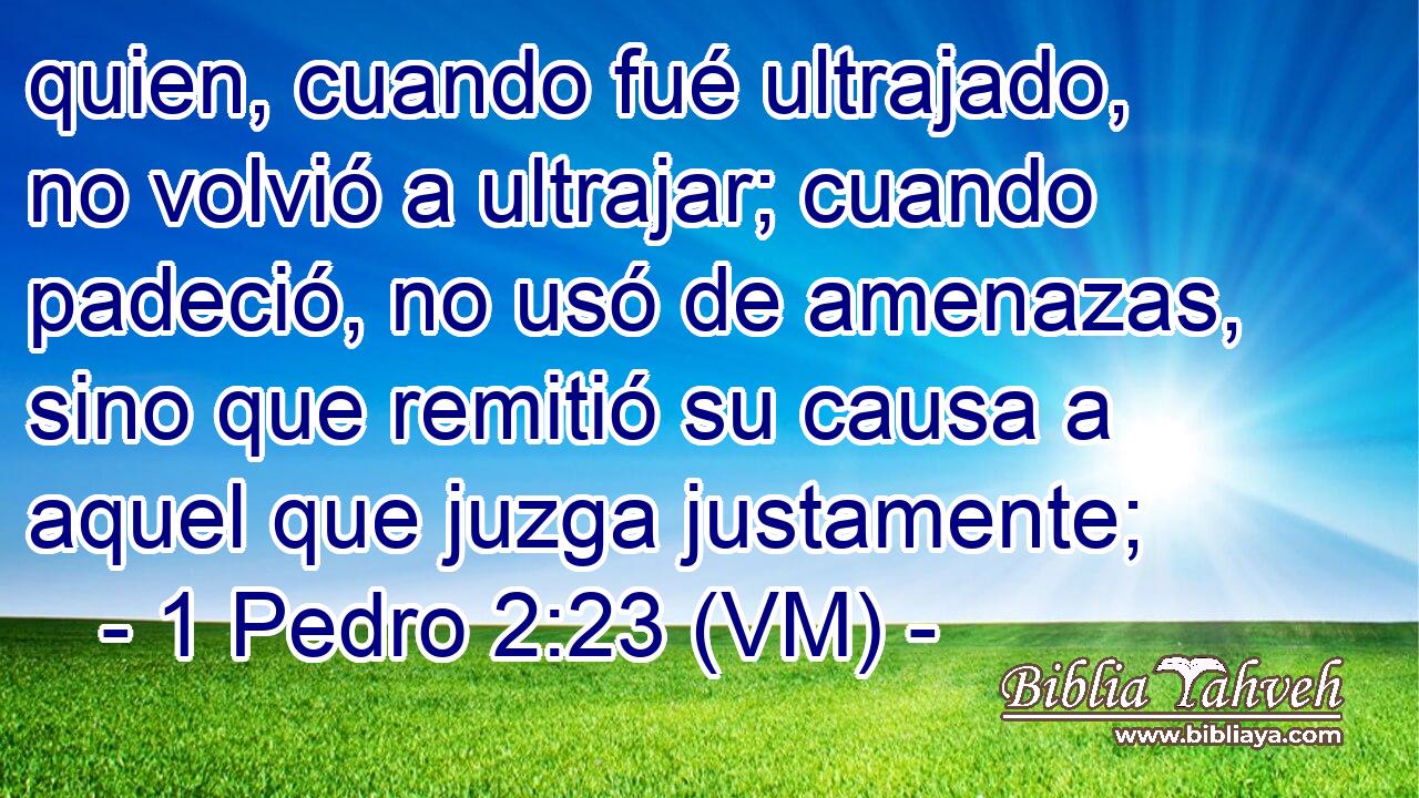  quien, cuando fué ultrajado, no volvió a ultrajar; cuando padeció, no usó de amenazas, sino que remitió su causa a aquel que juzga justamente; 