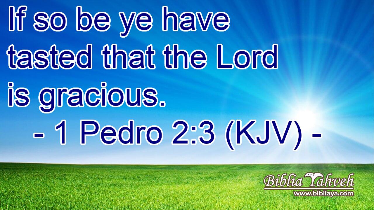 If so be ye have tasted that the Lord is gracious.