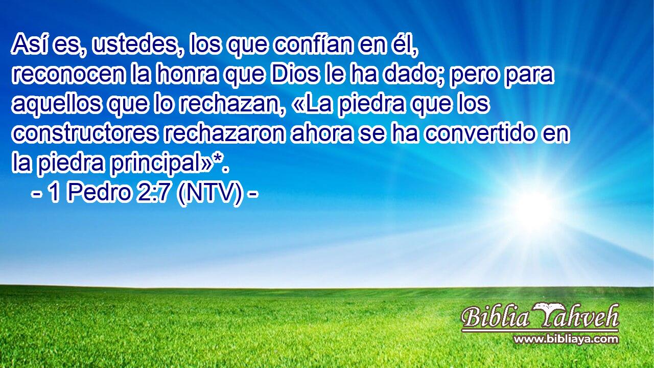 Así es, ustedes, los que confían en él, reconocen la honra que Dios le ha dado; pero para aquellos que lo rechazan, «La piedra que los constructores rechazaron ahora se ha convertido en la piedra principal»*.