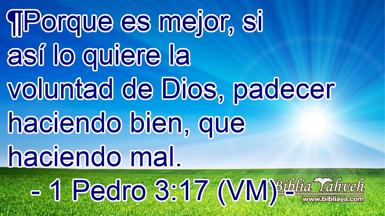  ¶Porque es mejor, si así lo quiere la voluntad de Dios, padecer haciendo bien, que haciendo mal. 