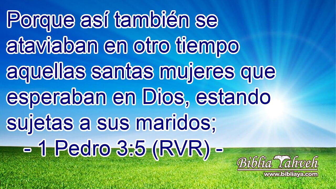 Porque así también se ataviaban en otro tiempo aquellas santas mujeres que esperaban en Dios, estando sujetas a sus maridos;