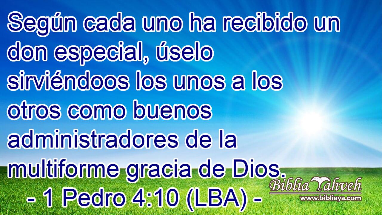 Según cada uno ha recibido un don especial, úselo sirviéndoos los unos a los otros como buenos administradores de la multiforme gracia de Dios.