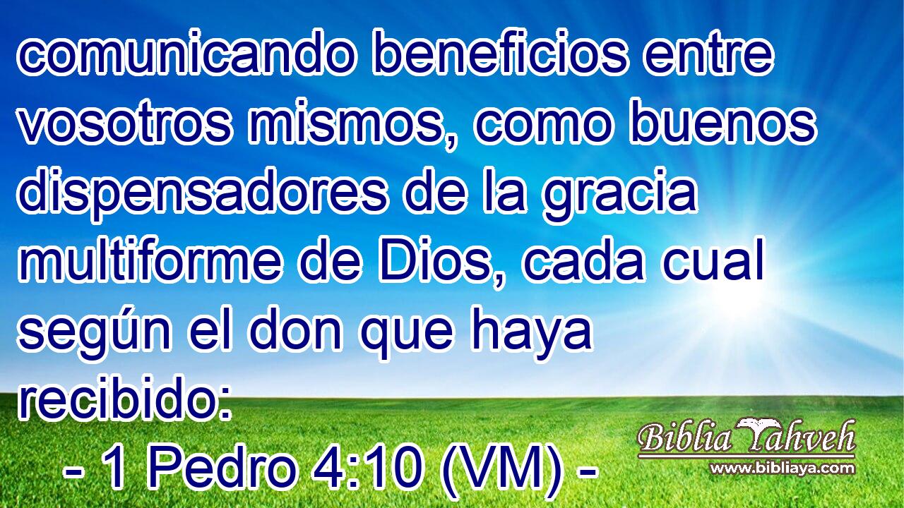  comunicando beneficios entre vosotros mismos, como buenos dispensadores de la gracia multiforme de Dios, cada cual según el don que haya recibido: 