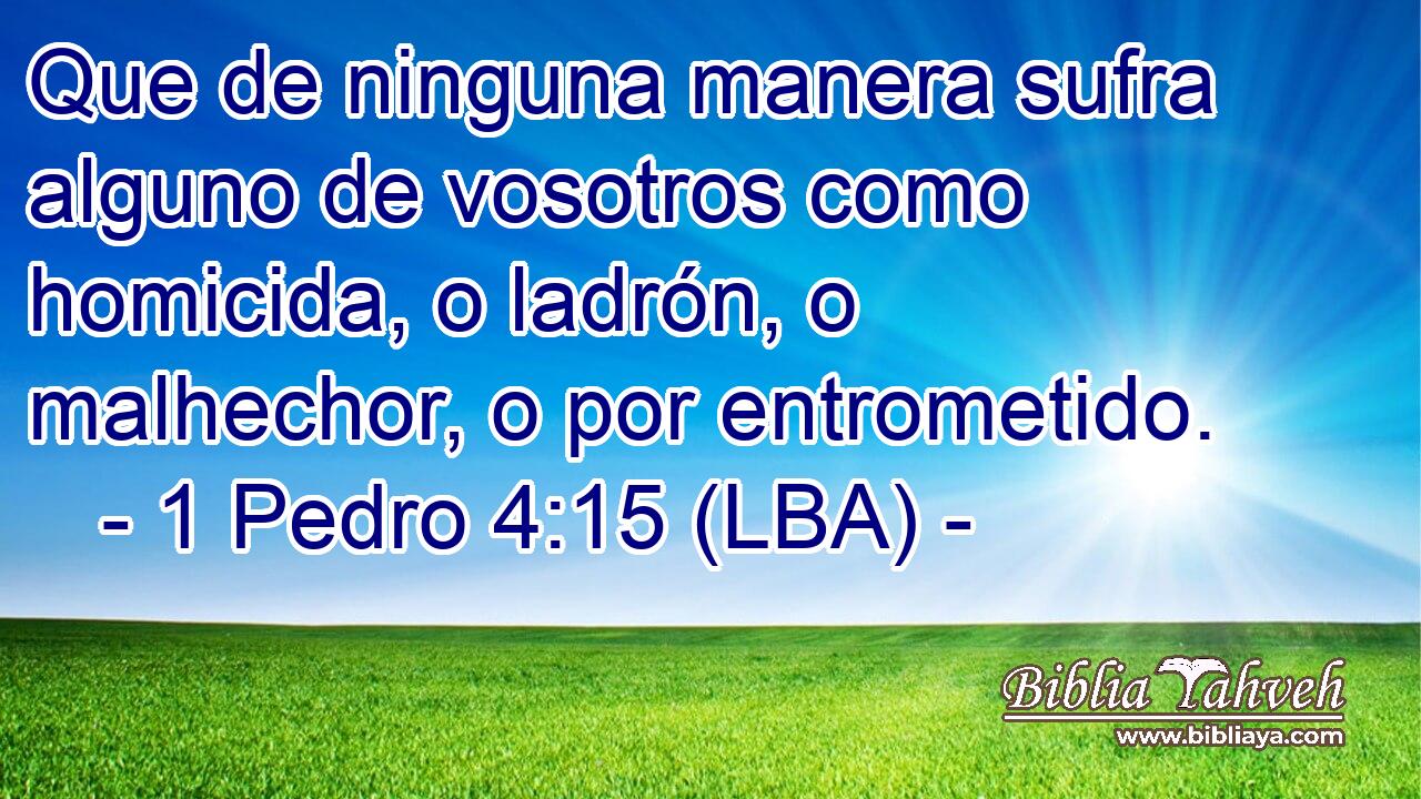 Que de ninguna manera sufra alguno de vosotros como homicida, o ladrón, o malhechor, o por entrometido.