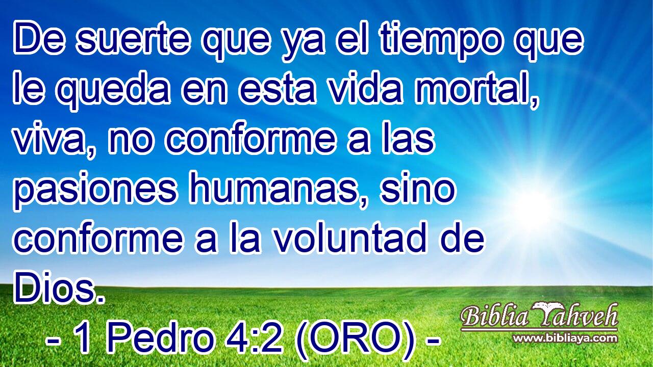  De suerte que ya el tiempo que le queda en esta vida mortal, viva, no conforme a las pasiones humanas, sino conforme a la voluntad de Dios. 