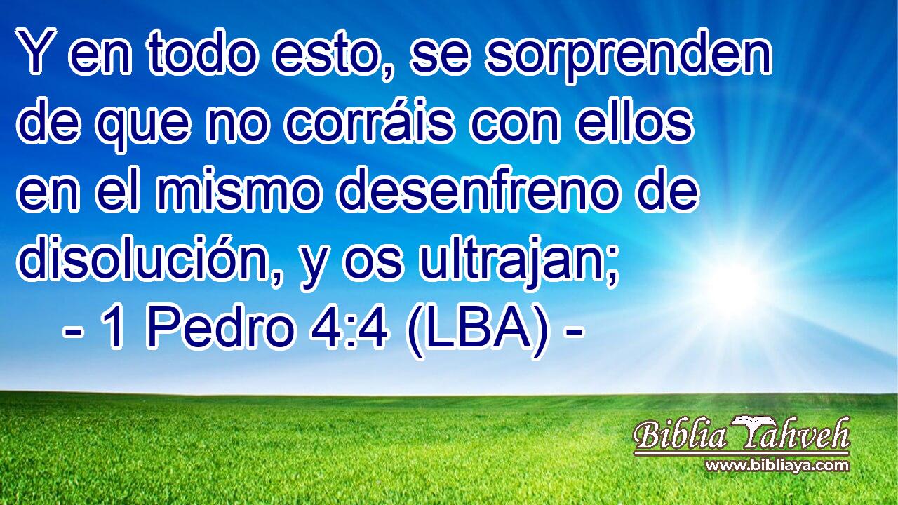 Y en todo esto, se sorprenden de que no corráis con ellos en el mismo desenfreno de disolución, y os ultrajan;