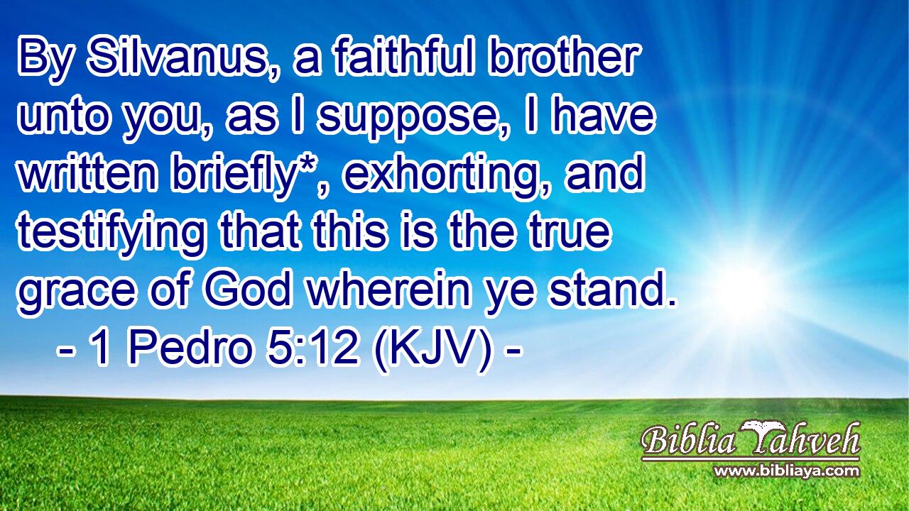 By Silvanus, a faithful brother unto you, as I suppose, I have written briefly*, exhorting, and testifying that this is the true grace of God wherein ye stand.