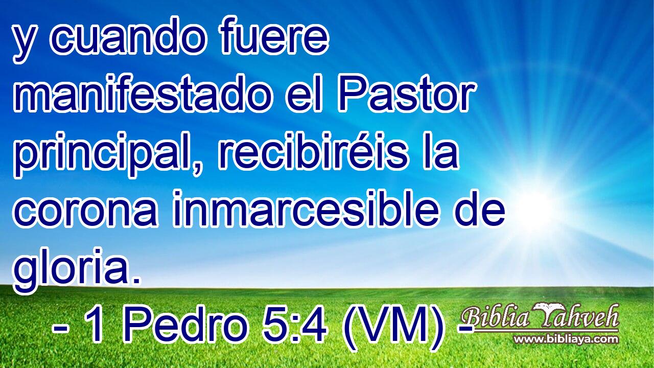  y cuando fuere manifestado el Pastor principal, recibiréis la corona inmarcesible de gloria. 